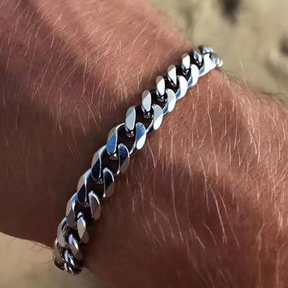 Pulseira Cubana de Aço Inoxidável – Estilo Punk Clássico