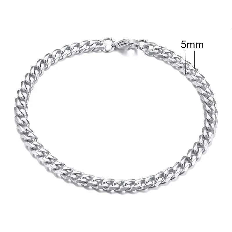 3-11Mm Chunky Miami Curb Chain Bracelet for Men, Stainless Steel Cuban Link Chain Wristband Classic Punk Heavy Male Jewelry