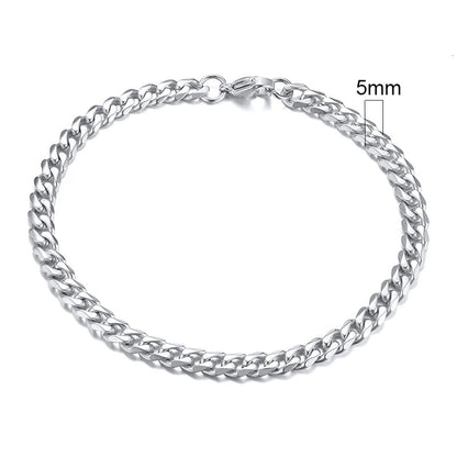 3-11Mm Chunky Miami Curb Chain Bracelet for Men, Stainless Steel Cuban Link Chain Wristband Classic Punk Heavy Male Jewelry