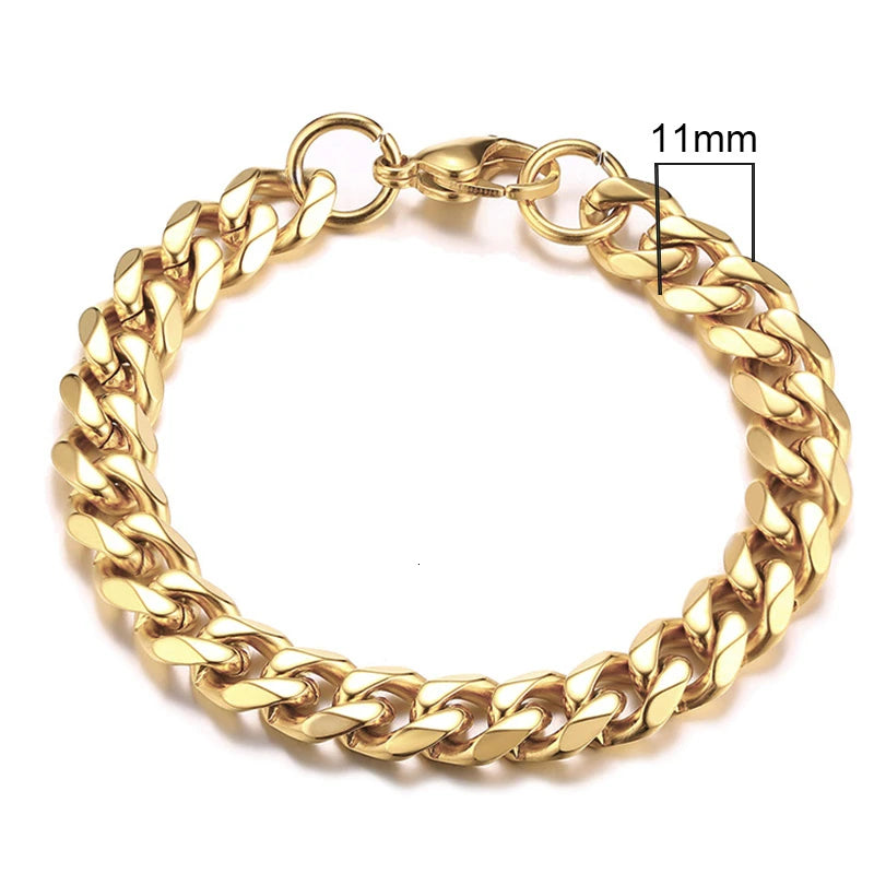 3-11Mm Chunky Miami Curb Chain Bracelet for Men, Stainless Steel Cuban Link Chain Wristband Classic Punk Heavy Male Jewelry